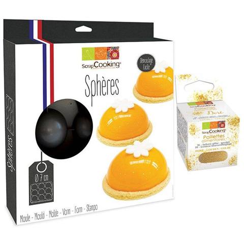 Stampo Per Torta Semirigido Mezza Sfera + Glitter Alimentare Oro - Foto 1