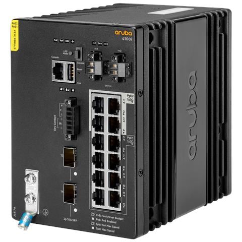 Aruba Networking CX 4100i 12p 1GbE 8p Class4 PoE and 4p Class6 PoE 2p SFP+ DIN Mount Gestito L2 Gigabit Ethernet (10/100/1000) Supporto Power over Ethernet (PoE) 4U Nero - Foto 2