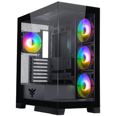 Case Showbui 45b - Gaming Tower, Atx, ventola Argb 4x12 cm, 2xusb3, TypE-C, vetro temperato pannello laterale e frontale - Foto 1