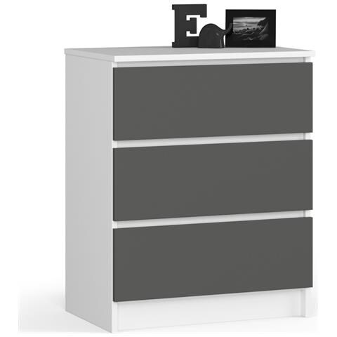 Cassettiera K60, 3 cassetti, 60x40x77 cm, Colore Bianco e Grigio Grafite - Foto 1