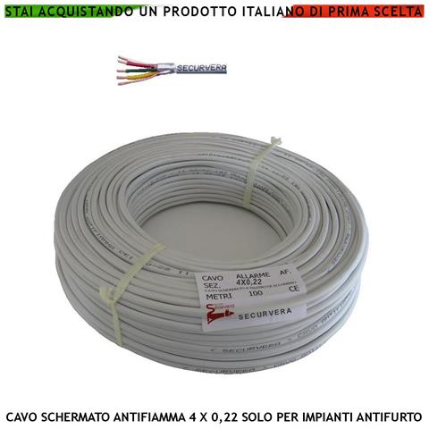 Cavo Schermato Flessibile Antifiamma 4x0,22 Mm² Guaina Pvc Bianco Prot. Alluminio /poliest Drenaggio 4 Conduttori Coppi - Foto 1