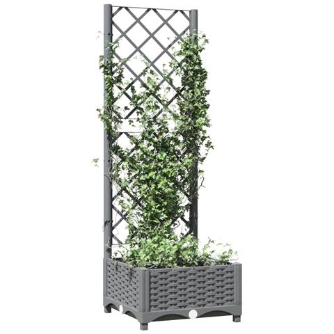 Fioriera Da Giardino E Graticcio Grigio Chiaro 40x40x121,5cm Pp - Foto 2