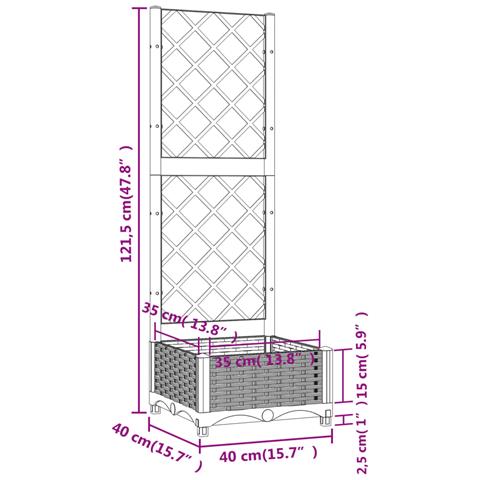 Fioriera Da Giardino E Graticcio Grigio Chiaro 40x40x121,5cm Pp - Foto 7