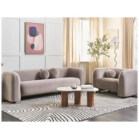 Divano 3 Posti Leiren Velluto Tortora - Foto 1