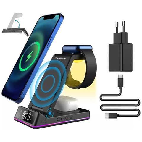 ALARM CLOCK WITH WIRELESS CHARGING STATION AND NIGHT LIGHT BLACK CL750IA - Foto 1
