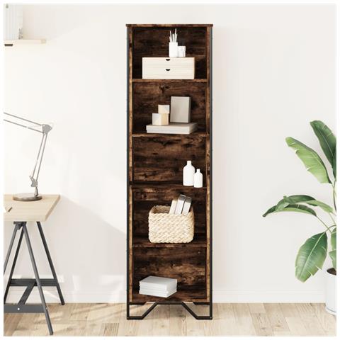 Libreria Rovere Fumo 50x31x169 Cm In Legno Multistrato - Foto 3
