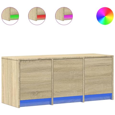 Mobile Porta Tv Con Led Rovere Sonoma 97x34x40 Cm In Truciolato - Foto 2