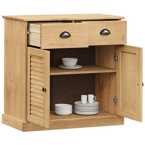 Credenza Con Cassetti Vigo 78x40x75cm Legno Massello Pino - Foto 2