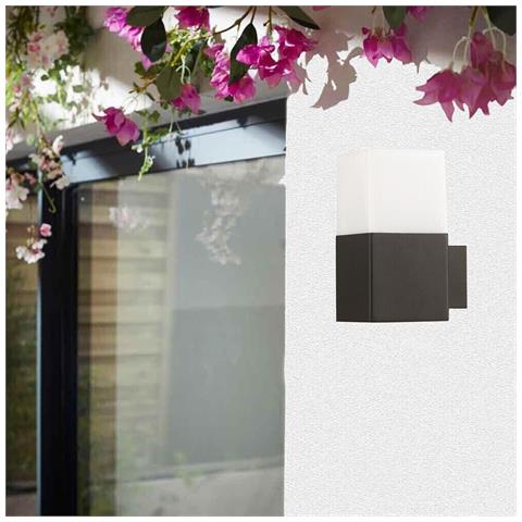 Applique Lampada Da Parete Muro Interno Esterno Portalampada E27 Ip44 Cubo Nero - Foto 1