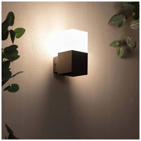Applique Lampada Da Parete Muro Interno Esterno Portalampada E27 Ip44 Cubo Nero - Foto 2