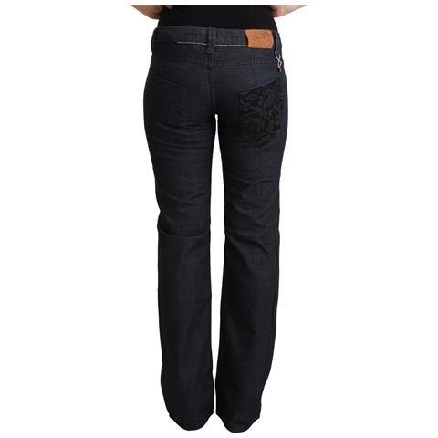 Jeans Denim Dritto Vita Bassa Elasticizzato Cotone Blu Scuro - W29 - Foto 3