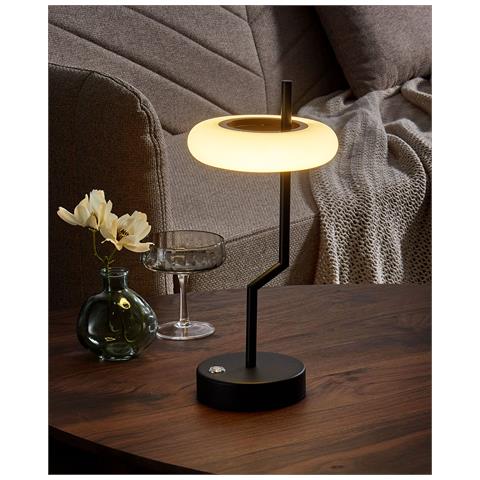 Lampada Da Tavolo Senza Fili A Led Alviela Con Dimmer Metallo Nero - Foto 1