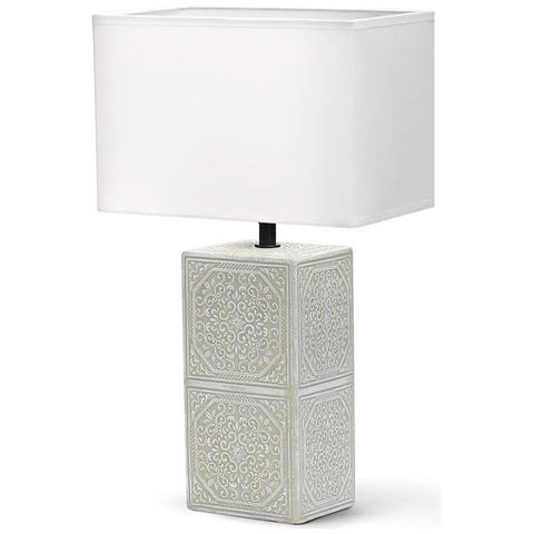 Aigostar Lampada Da Tavolo Comodino Moderna Trepiede In Ceramica Paralume Tessuto Bianco - Foto 1