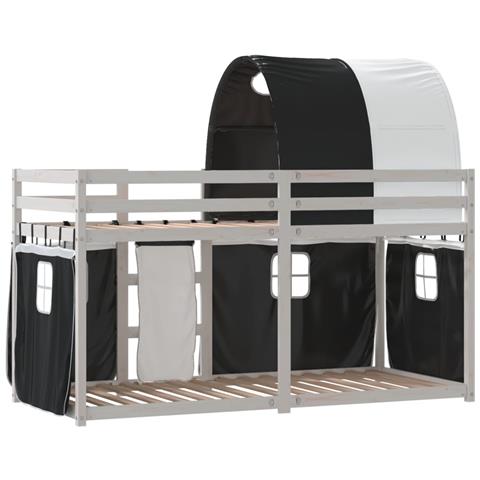 Letto a Castello senza Materasso Bianco e Nero 90x200cm in Pino - Foto 2