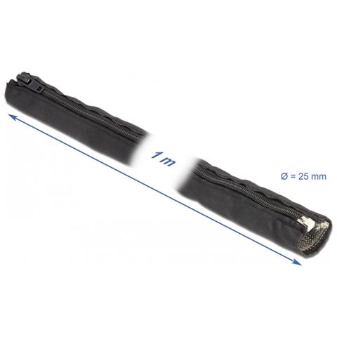 Manicotto intrecciato con schermatura EMI e cerniera resistente al calore 1 m x 25 mm nero - Foto 2