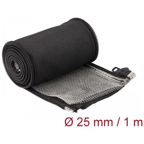 Manicotto intrecciato con schermatura EMI e cerniera resistente al calore 1 m x 25 mm nero - Foto 3