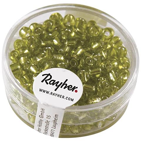 Rayher - 17 Grammi - Perline In Vetro Rotonde Con Foro Argentato Ø4mm - Colore Verde - Foto 1