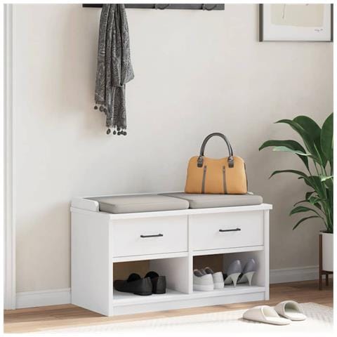 Panca Da Corridoio Sandnes Bianca 87x40x50 Cm In Legno Di Pino - Foto 3