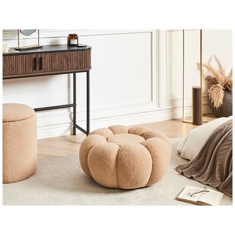 Pouf Bouclé Marrone Chiaro Beaufort - Foto 1