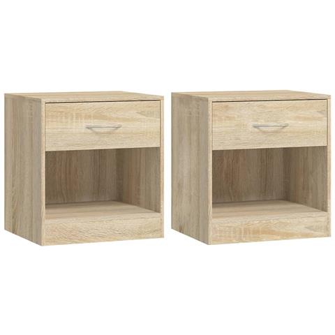 Comodini 2 Pz Con Cassetto Colore Rovere - Foto 1