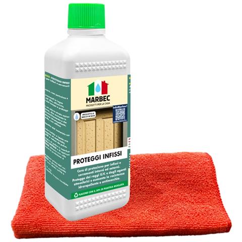 Marbec Proteggi Infissi Ml500 + Panno Microfibra Cera Per Infissi Esterni Marbec – Protezione Anti-macchia, Anti-degrado, Ravvivante Naturale Per Serramenti – Uso Interno Ed Esterno - Foto 1