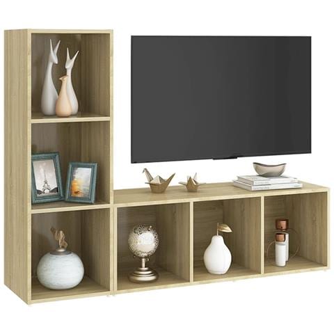 Mobili Tv 2 Pz Rovere Sonoma 107x35x37 Cm In Legno Multistrato - Foto 2