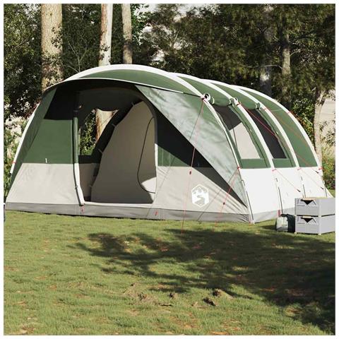 Tenda da Campeggio a Tunnel per 5 Persone Verde Impermeabile - Foto 1