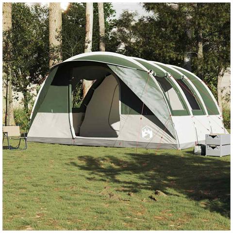 Tenda da Campeggio a Tunnel per 5 Persone Verde Impermeabile - Foto 2
