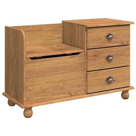 Panchina di Stoccaggio "ASKIM" Marrone 100x39x62 cm Legno Massello Pino - Foto 1