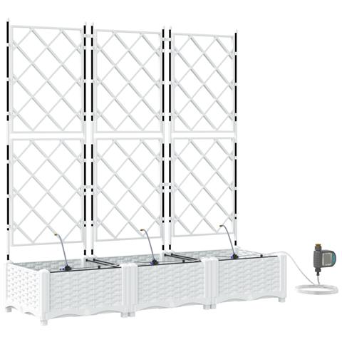 Fioriere  con sistema di irrigazione 3 pezzi Bianco - Foto 1