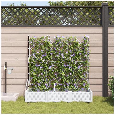 Fioriere  con sistema di irrigazione 3 pezzi Bianco - Foto 2