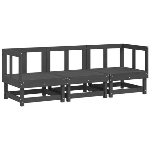 Set Salotto da Giardino 3 pz Grigio in Legno Massello di Pino - Foto 1