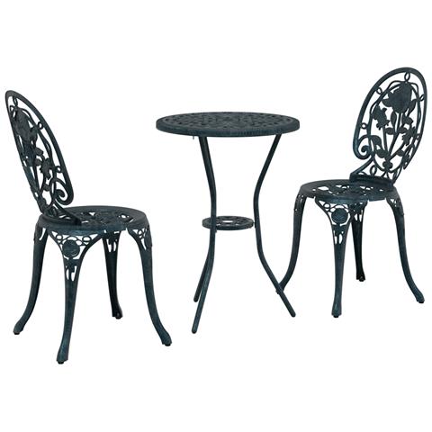 Set Bistro Giardino 3 Pezzi Verde in Alluminio - Foto 1