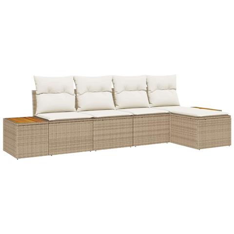 Set Divano da Giardino 5 pcs beige e panna 184 x 62 x 85 cm - Foto 1