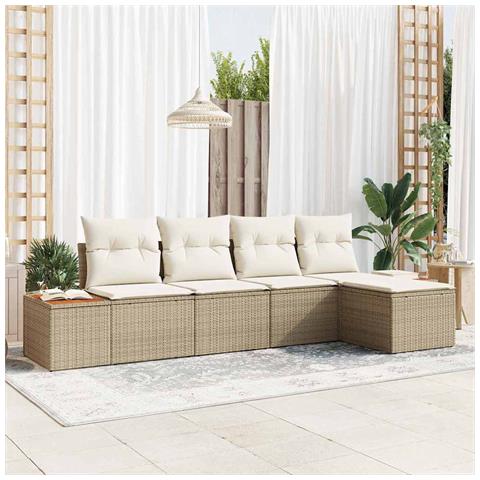 Set Divano da Giardino 5 pcs beige e panna 184 x 62 x 85 cm - Foto 2