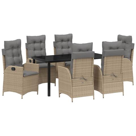 Set da Pranzo per Giardino 7 pcs Beige polyrattan - Foto 1