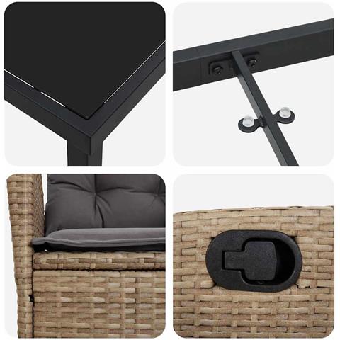 Set da Pranzo per Giardino 7 pcs Beige polyrattan - Foto 9