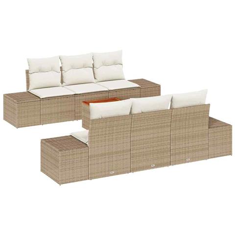 Set Divano da Giardino 7 pcs Beige e bianco - Foto 1
