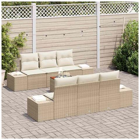 Set Divano da Giardino 7 pcs Beige e bianco - Foto 2