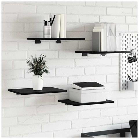 Scaffale 4 pcs Nero 40 x 30 x 1.5 cm Legno multistrato - Foto 2