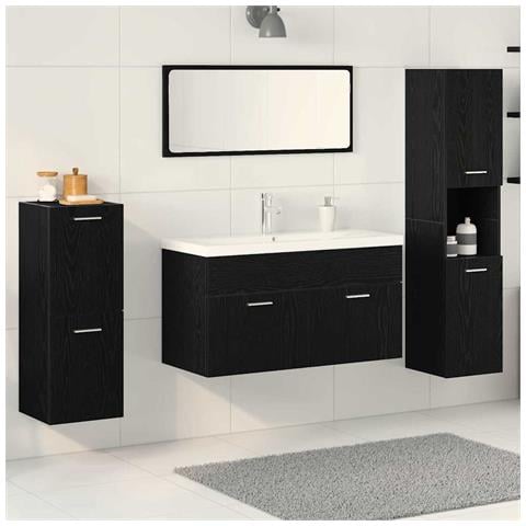 Set di mobili per il bagno 5 pcs Rovere Nero 30 x 30 x 130 cm - Foto 2