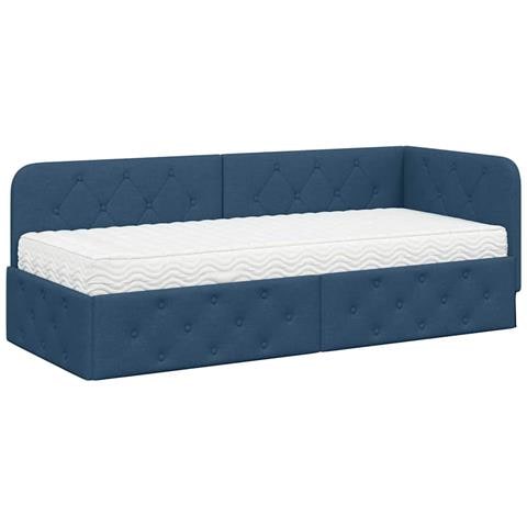 Cornice del letto ad angolo Blu 80 x 200 cm Tessuto - Foto 1