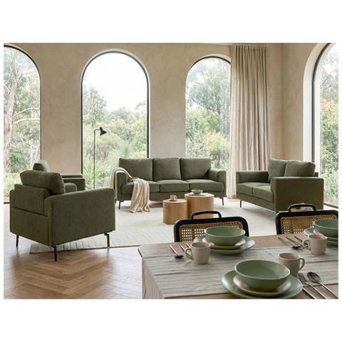 Set Da Salotto 7 Posti Lousto Tessuto Verde - Foto 1