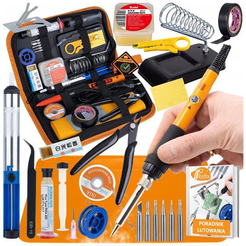 Set Di Saldatura Professionale 14 In 1 - Stazione Saldante 60w Con Regolazione, Tappetino Silicone, Flussanti, Stagno, Strumenti, Custodia | Per Elettronica E Diy - Foto 1