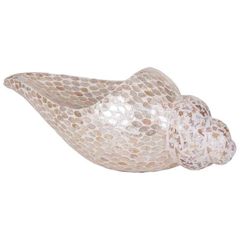 Conca In Ceramica Rifinita In Capiz Bianco 52x18x20h - Foto 1