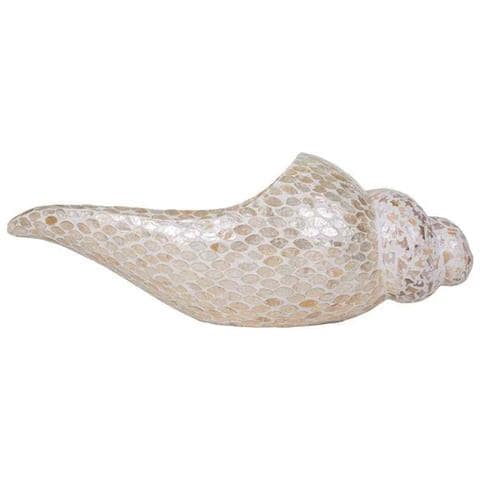 Conca In Ceramica Rifinita In Capiz Bianco 52x18x20h - Foto 2