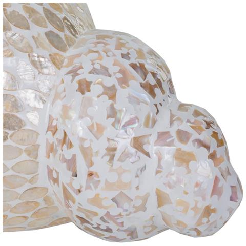 Conca In Ceramica Rifinita In Capiz Bianco 52x18x20h - Foto 3