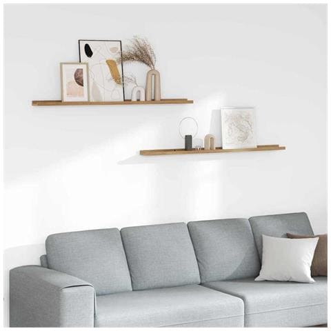 Scaffale da parete con lo scaffale 2 pcs Marrone 115 x 9 x 3 cm - Foto 2