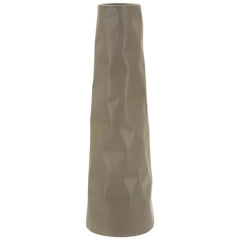 Vaso Norimberga Alto In Metallo Tortora Con Texture Sfaccettata - Foto 2