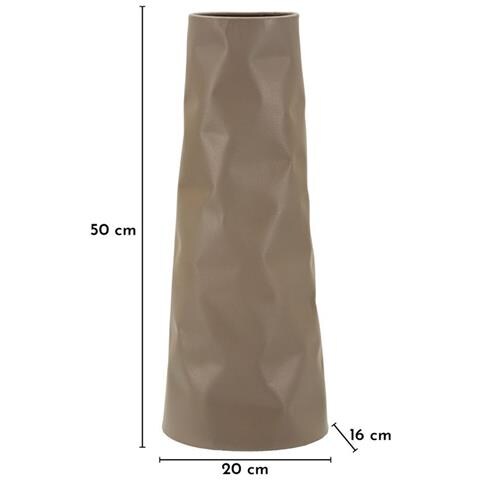 Vaso Norimberga Alto In Metallo Tortora Con Texture Sfaccettata - Foto 7